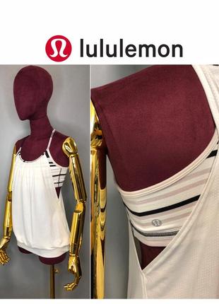 Lululemon білий спортивний топ майка 2 в 1 смугастий