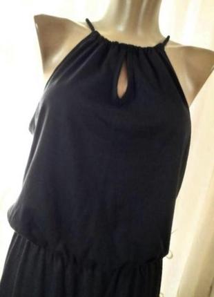 Чёрное летнее платье сарафан с американской проймой4 фото