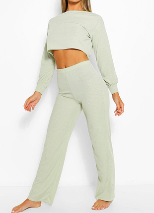 М'ятний лаунж костюм boohoo в рубчик 46-48