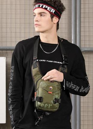Мужская молодежная поясная сумка haoshuai сумка через плечо кросс боди сумка на пояс6 фото