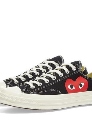 Кеды женские, мужские converse comme des garçons low черные/белые (конверс, кеди)2 фото