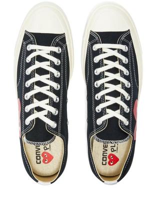 Кеды женские, мужские converse comme des garçons low черные/белые (конверс, кеди)3 фото