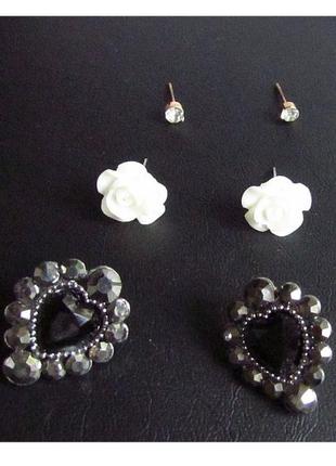 Набор серьг цветы, новый! арт.9764