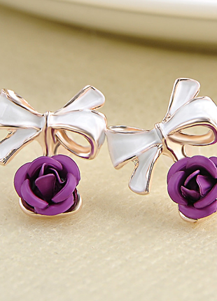 Сережки-гвоздики "purple bow"