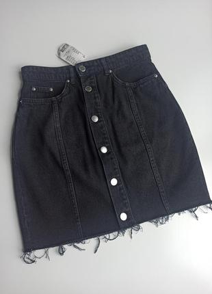Красивая стильная черная джинсовая прямая юбка мини по фигуре 100% хлопок7 фото