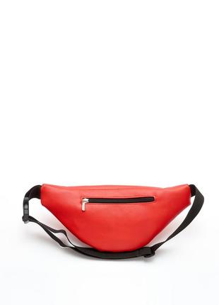 Яркая женская вместительная красная поясная сумка/ бананка3 фото