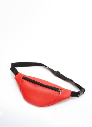 Яркая женская вместительная красная поясная сумка/ бананка5 фото