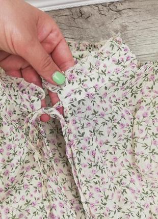 Фирменная милая шифоновая блуза в цветы с рюшем на пуговках  primark6 фото