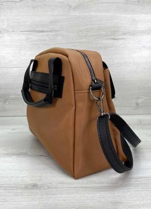 Вместительная женская сумка с ремешком aliri-620-02 коричневая