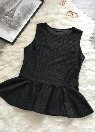 Sale стильная черная блузка с баской без рукавов в идеальном состоянии 🖤atmosphere🖤