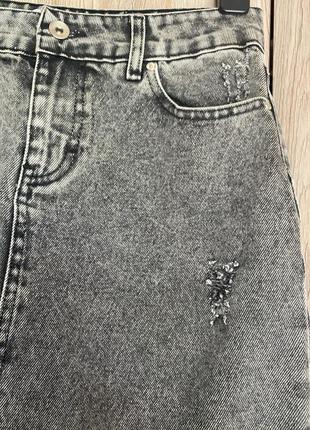 Джинсовая юбка / юбка с перьями / джинсовая юбка миди / высока посадка7 фото