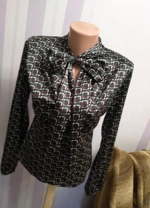 Италия блузка с бантом графический принт  винтажный стиль