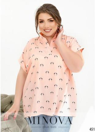Легкая воздушная блуза с воротником-стойкой рр 46-56 цвета