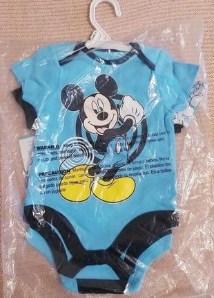 Комплект бодиков mickey mouse с коротким рукавом, 6-9 мес