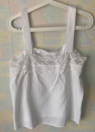 Білосніжна маєчка з мереживом віскоза вінтаж lorentz design 42