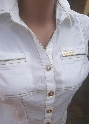 Белоснежная хлопковая рубашка с строчкой2 фото