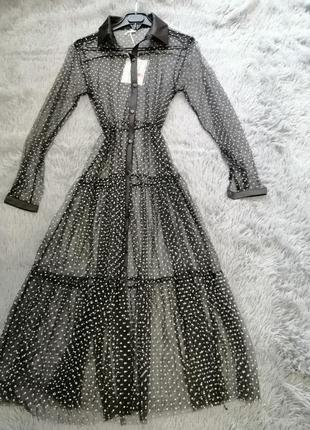 Вечернее платье накидка сетка в горох пляжная туника4 фото