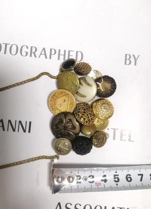 Колье ожерелье на цепочке с пуговицами золотое натуральная кожа2 фото