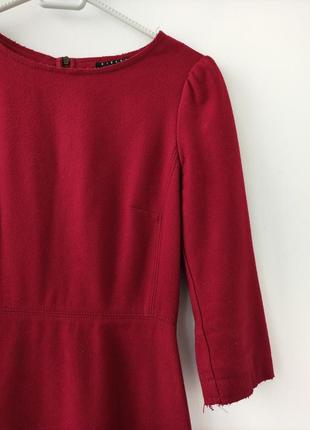 Темно-червоне вовняне плаття sisley з рукавом 3/4 і спідничкою а-силуету. яскраве міні для прохолодного9 фото