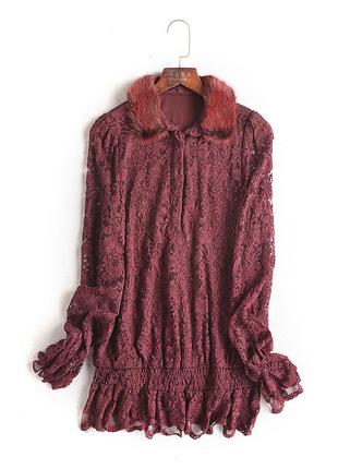 Вишукана блузка з хутряним коміром