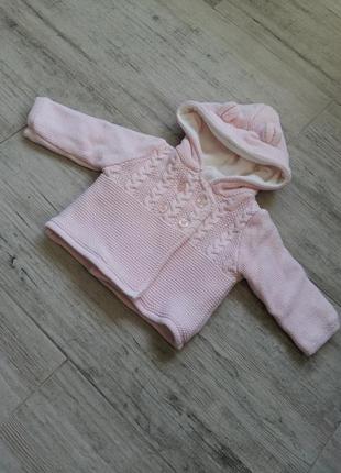 Розовая кофта курточка на девочку 0-6 месяцев