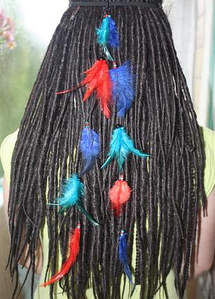 Повязка на волосы с перьями хайратник в стиле хиппи, бохо разные цвета!