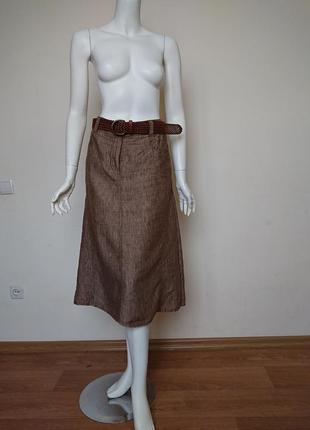 Винтажная льняная юбка премиум бренда gardeur uk 12 германия2 фото