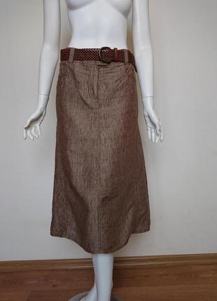 Винтажная льняная юбка премиум бренда gardeur uk 12 германия3 фото