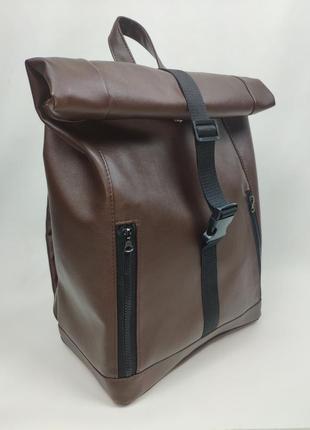Чоловічий рюкзак рол rolltop - шоколадний3 фото