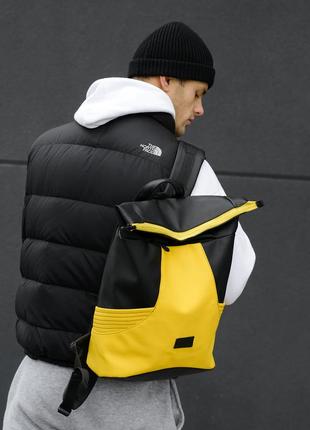 Мужской рюкзак ролл rolltop - чёрный с жёлтым9 фото