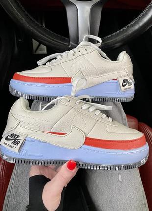 Крутые женские кроссовки nike air force 1 серые с голубым