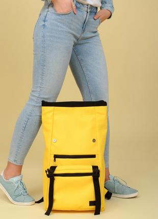Місткий та функціональний жіночий рюкзак рол унісекс rolltop zard - жовтий7 фото
