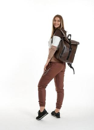 Женский рюкзак sambag rolltop one - коричневый6 фото