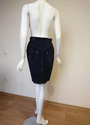 Винтажная замшевая юбка escale 43 paris темно-синяя франция размер fr 408 фото