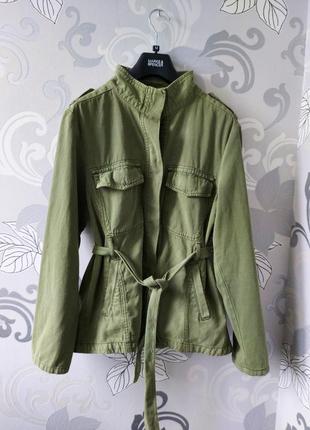 Зелена хакі курточка джинсова куртка піджак, жакет мілітарі2 фото