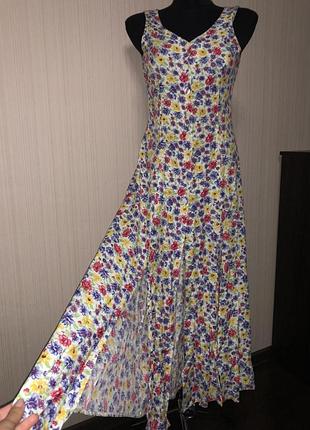 Сукня міді максі квітковий принт ретро вінтаж з розрізами