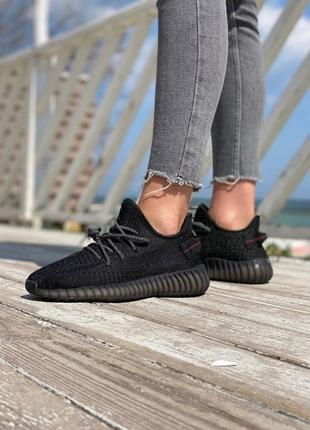 Adidas yeezy 350 v2 black чорні повністю рефлективні5 фото