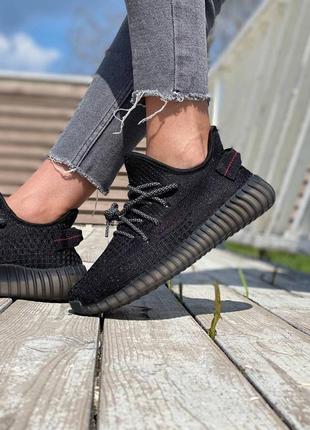 Adidas yeezy 350 v2 black чорні повністю рефлективні10 фото