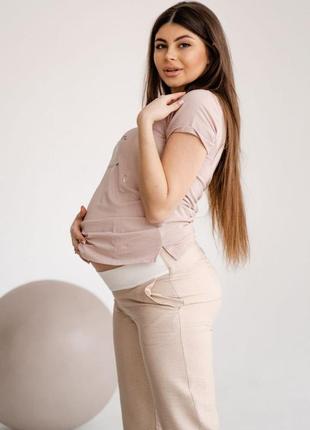 Футболка для вагітних з секретом для годування колір пудра (футболка для беременных и кормящих)5 фото