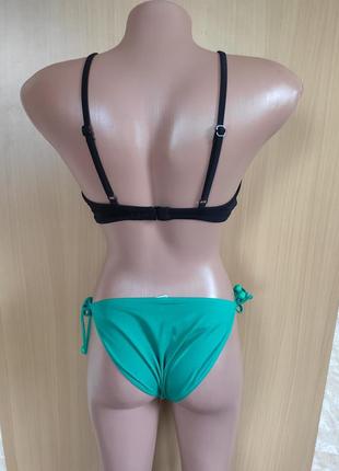 Сборный купальник бикини раздельный зеленый черный с вышивкой2 фото