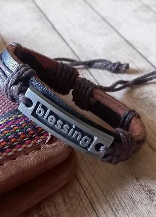 Кожаный браслет blessing (молиться). 2