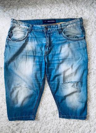 Мужские синие джинсовые бриджи шорты3 фото
