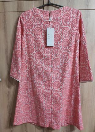 Розовое платье tell, новое, свободное / для беременных / колокольчиков, р. 42, s, m2 фото