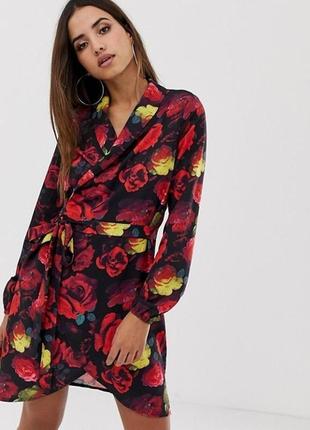 Платье  на запах цветы asos