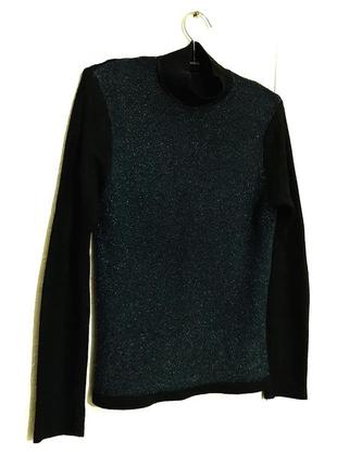 Красивый свитерок кофточка чёрная спереди синяя с блеском женская тёплая демисезон-зима