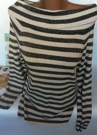 Стильный свитер в полоску люрекс