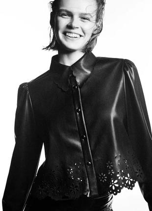 Жакет куртка рубашка кожа с перфорацией  zara оригинал свежая коллекция1 фото