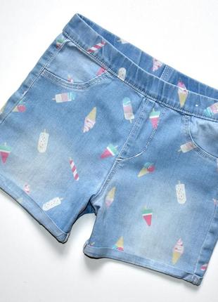 H&m джинсовые шорты в принт мороженое. 7-8 лет