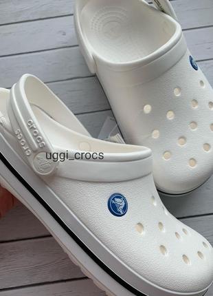 Crocs crocband white белые кроксы шлепанцы кросс крокбэнд медицинские