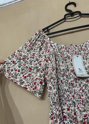 Блуза новая вискоза размер 48 цветочный принт tu , воздушная и очень красивая2 фото